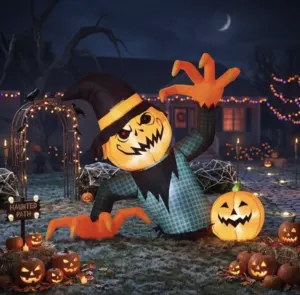 5FT Halloween Inflatable Giant Pumpkin Ghost Outdoor Decoration