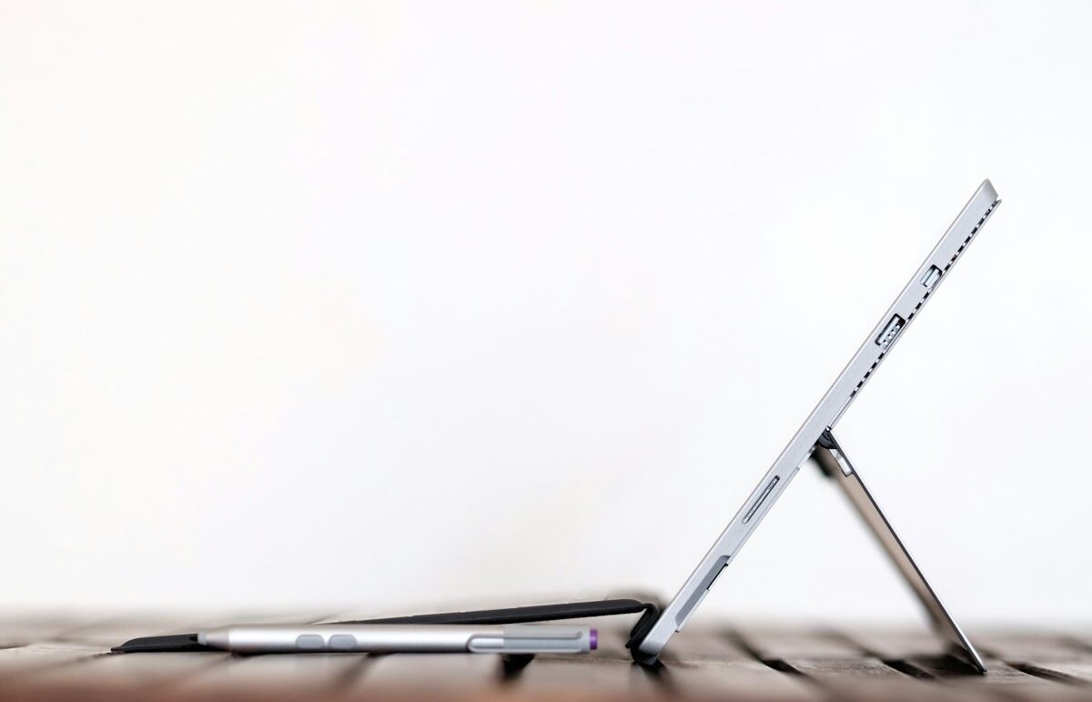 Tablet on a white desk