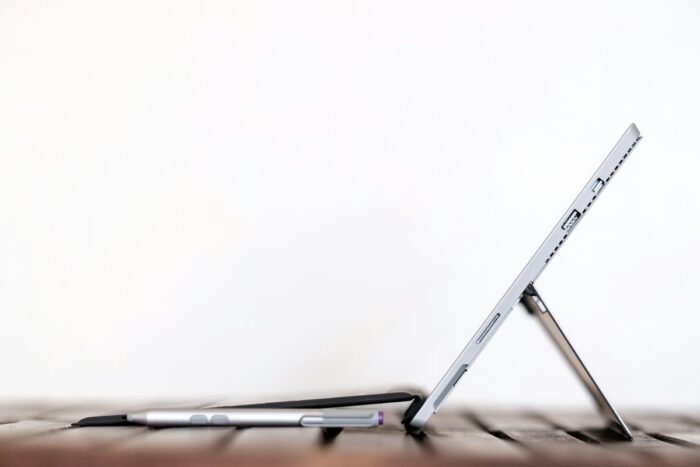 Tablet on a white desk