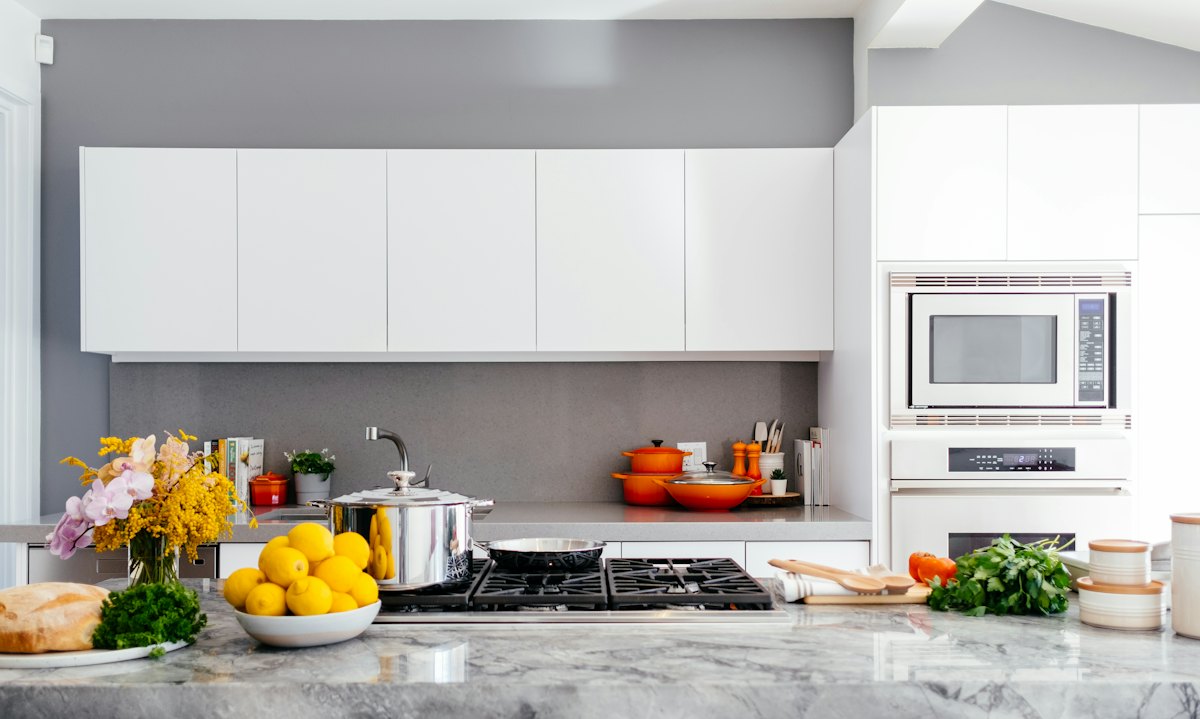 Kitchen counter with fresh food