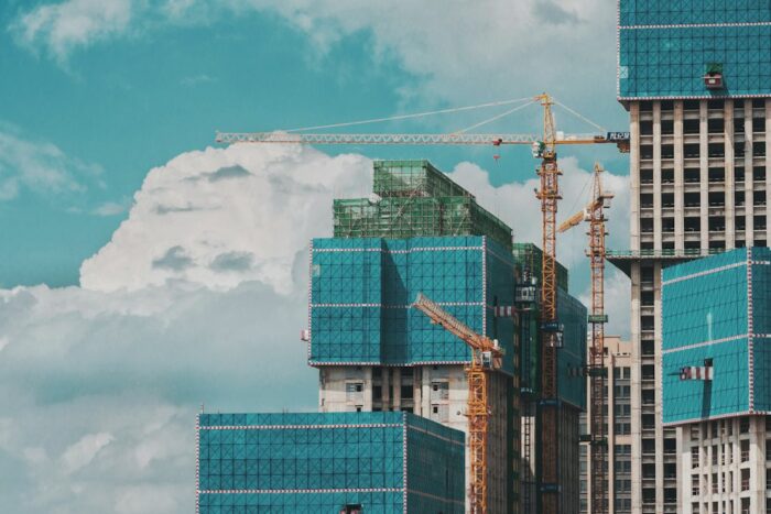 Modern office towers under construction