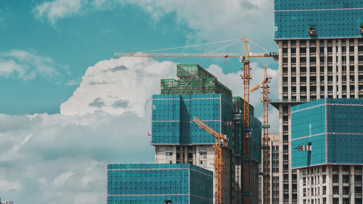 Modern office towers under construction
