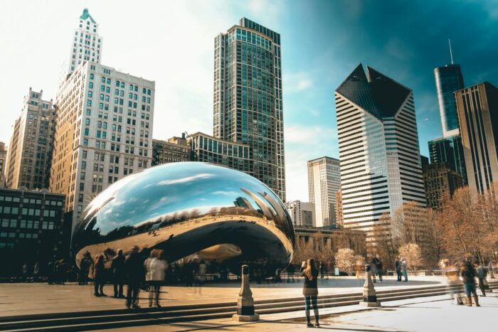 Cloud Gate sculpture in downtown Chicago