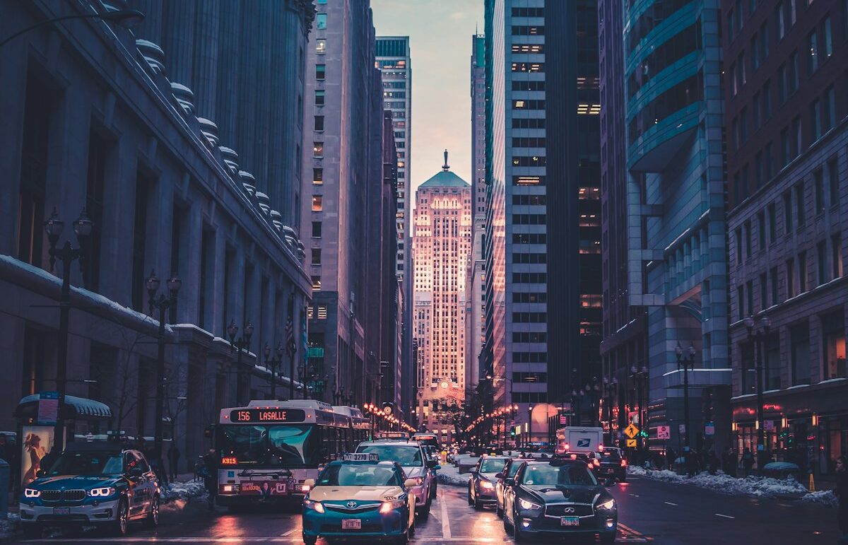 City street at night with lights