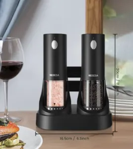 Electric Salt and Pepper Grinder Set with Rechargeable Base