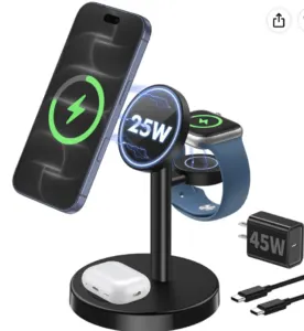 25W 3 in 1 Wireless Fast Charging Station for Apple MagSafe Charger